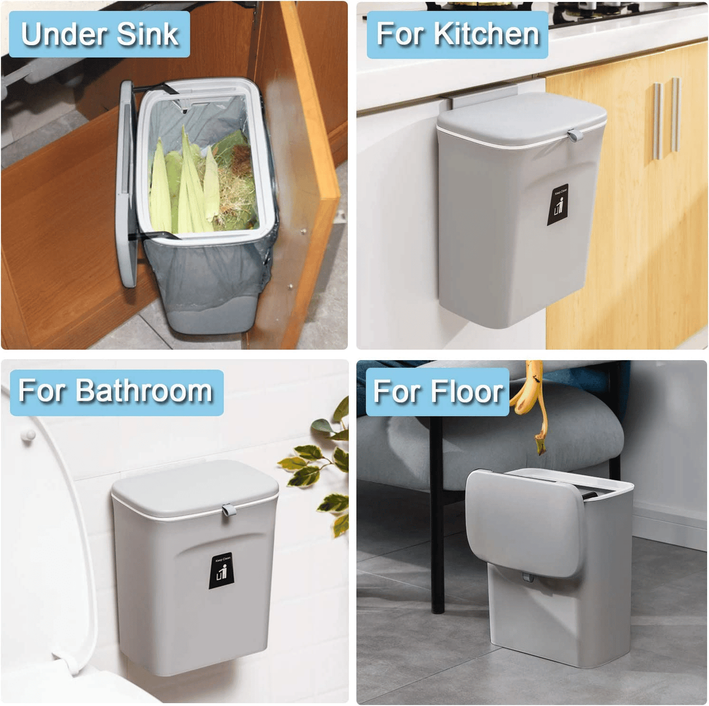 Wall-Mounted Double-Layer Flip-Top Trash Can