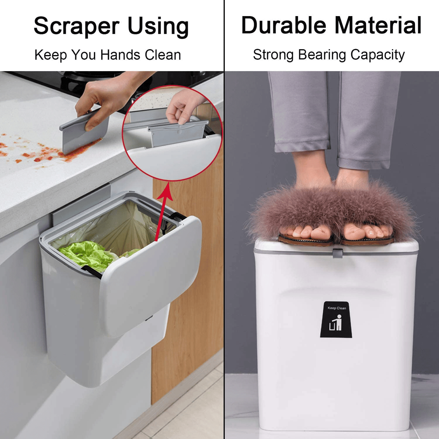 Wall-Mounted Double-Layer Flip-Top Trash Can