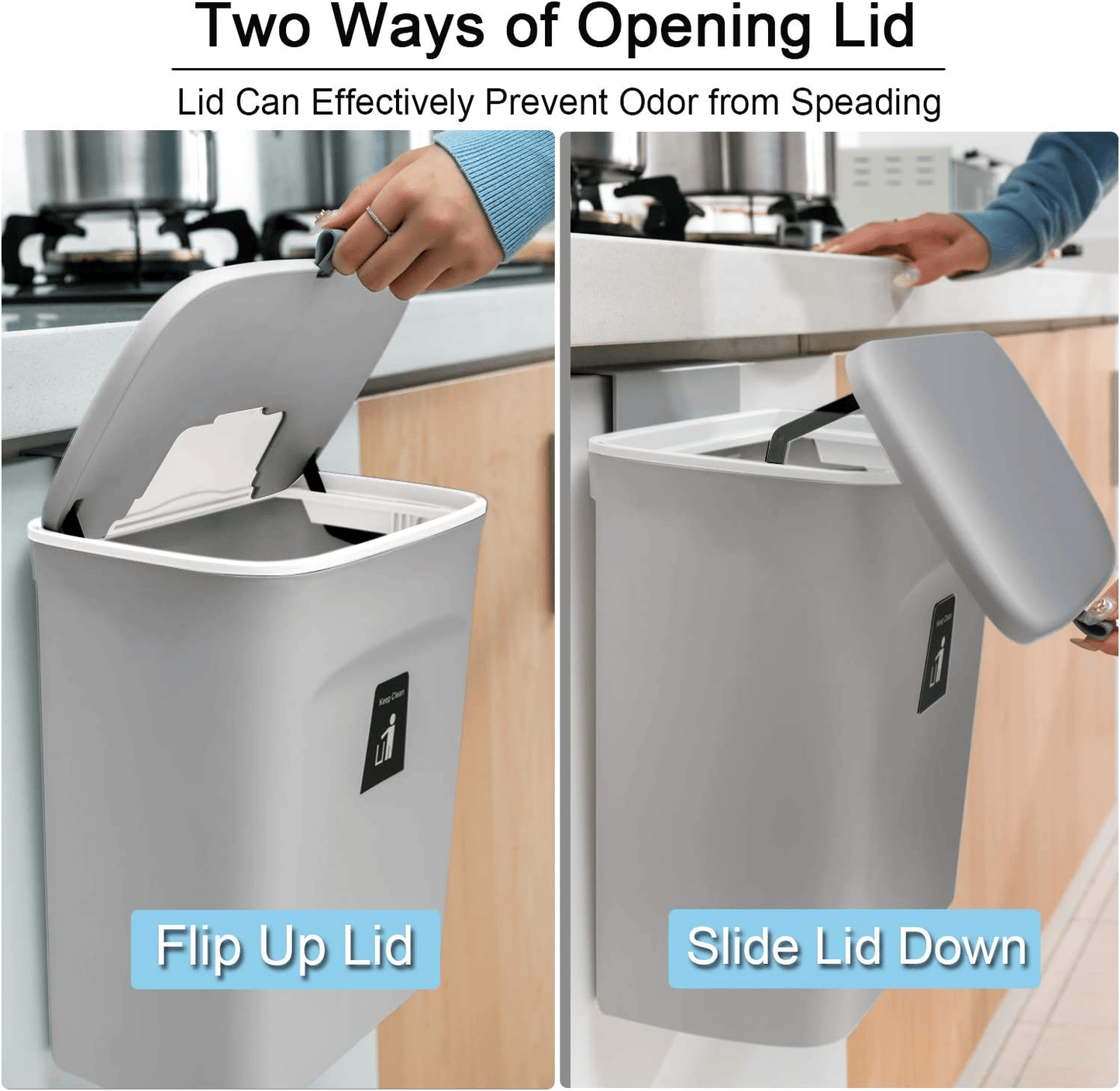 Wall-Mounted Double-Layer Flip-Top Trash Can