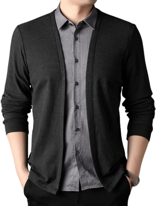 Men's Fake Two Piece Shirt Collar Knitted Cardigan