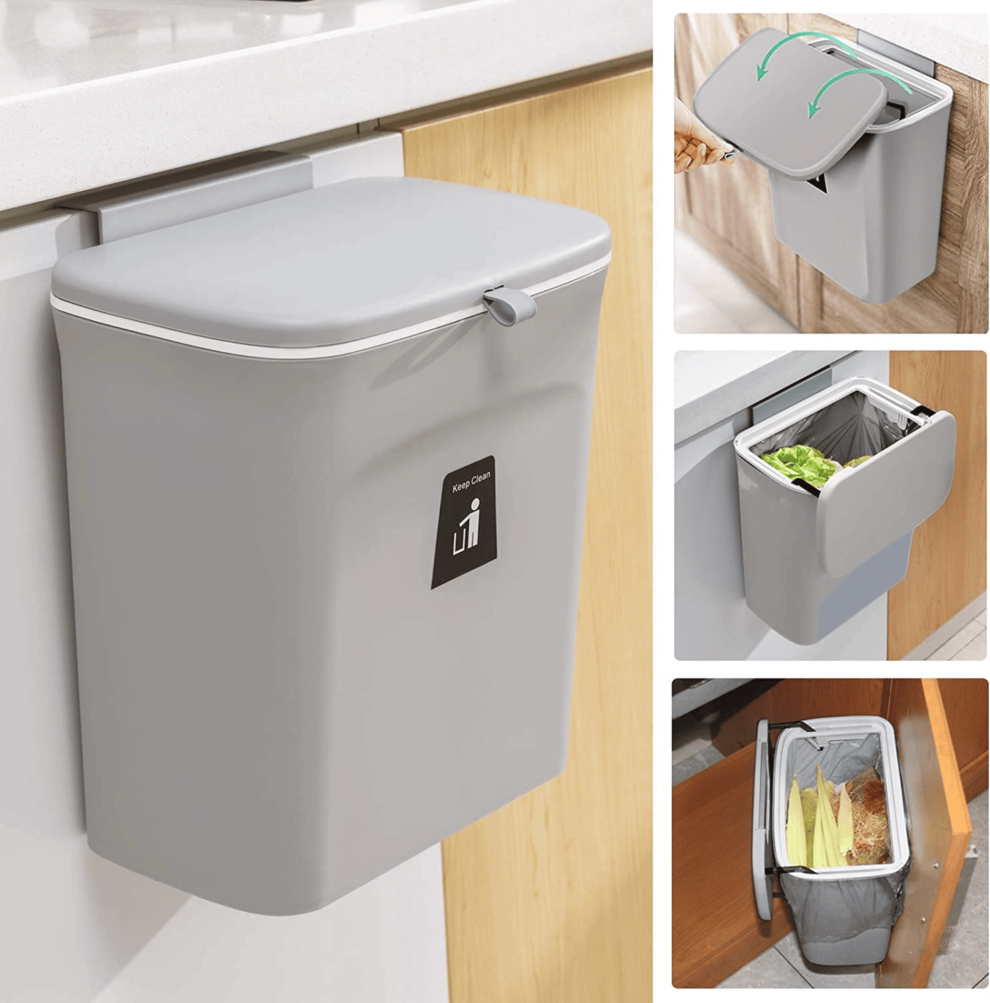 Wall-Mounted Double-Layer Flip-Top Trash Can