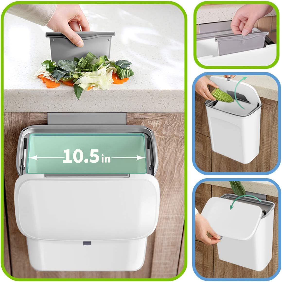 Wall-Mounted Double-Layer Flip-Top Trash Can