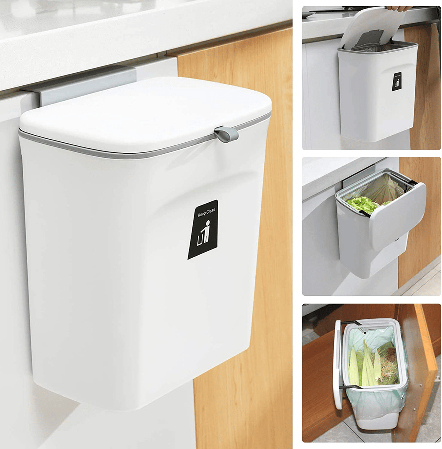 Wall-Mounted Double-Layer Flip-Top Trash Can